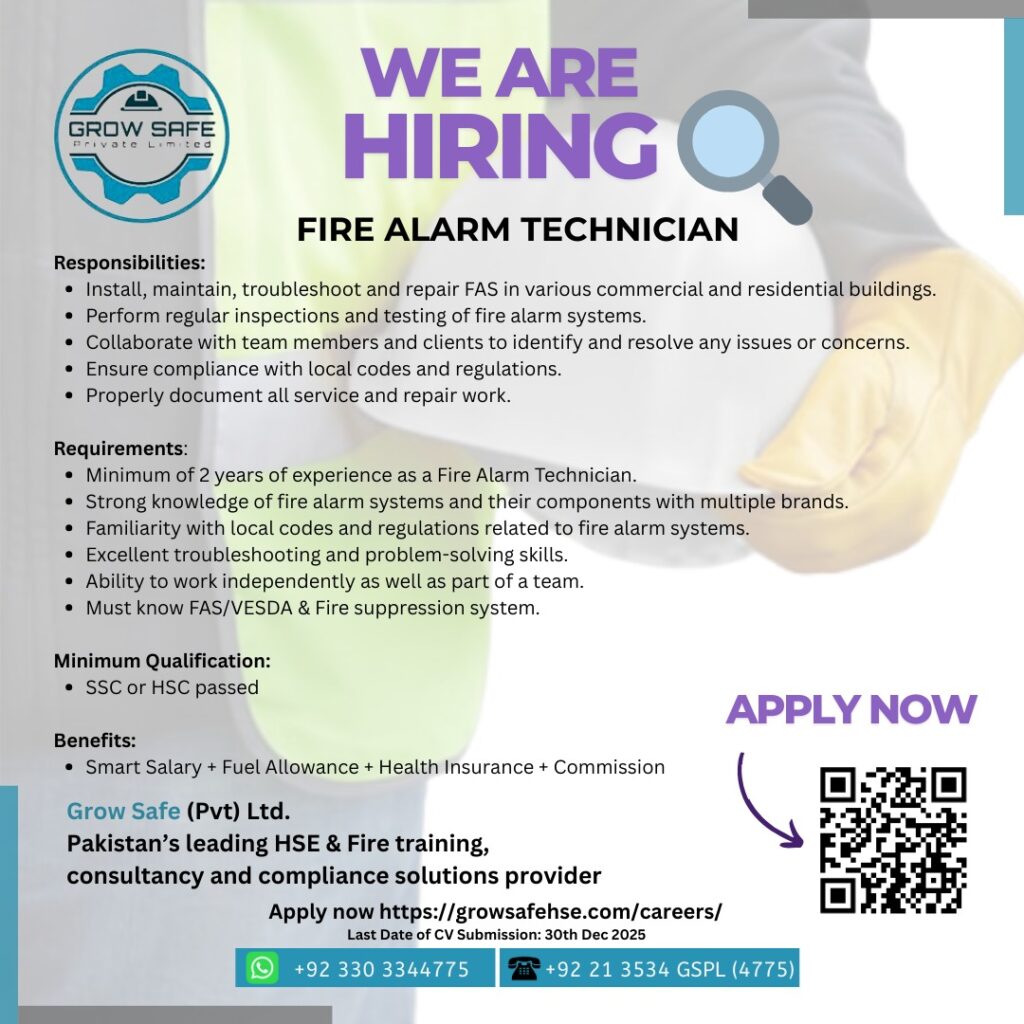 Fire Alarm Technician Job at Grow Safe